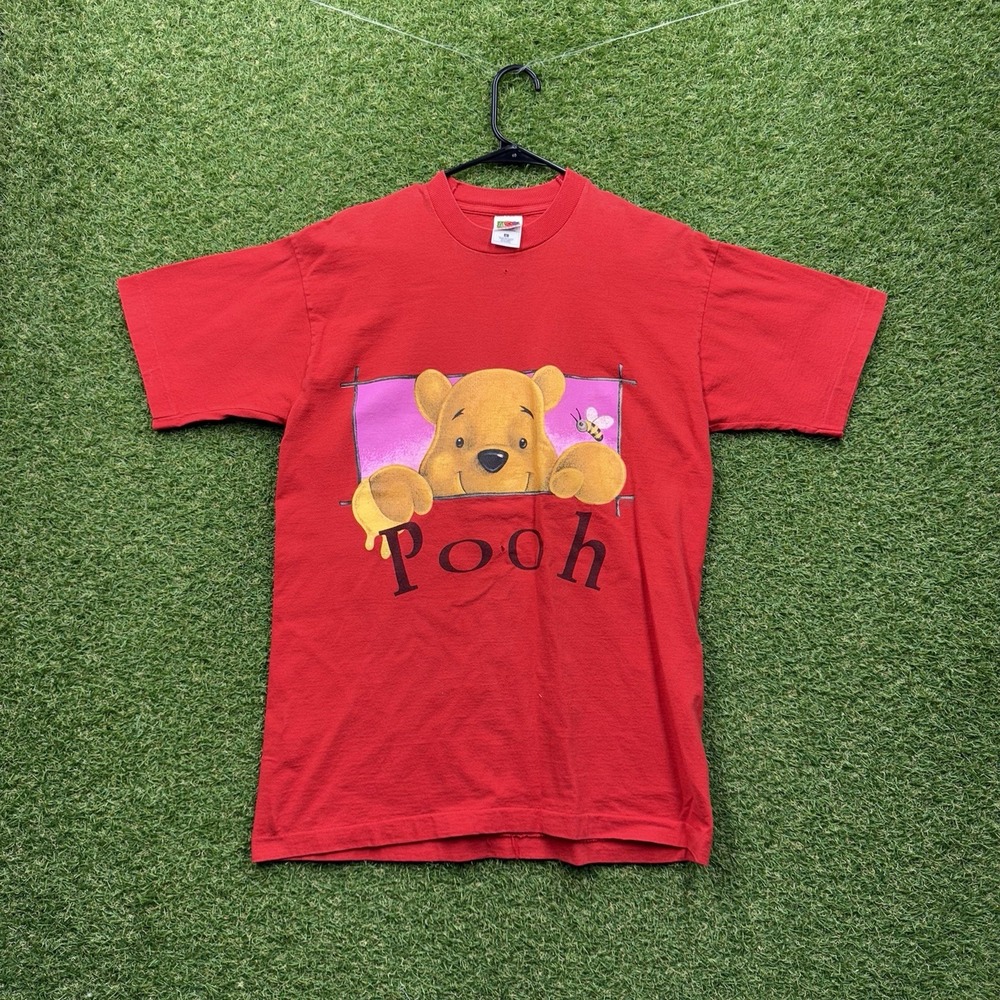 Vintage Disney Winnie Pooh Shirt Mens Large Cartoon Art Red Graphic Tee 90s